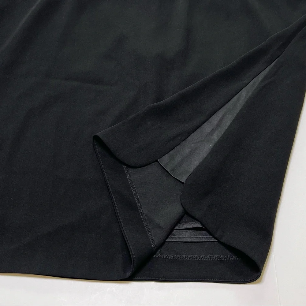 Eileen Fisher Tropical Suiting Silk Panel Skirt Black XL